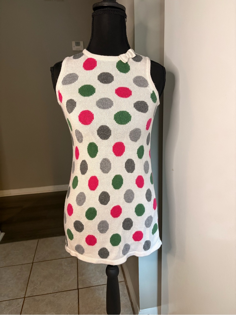 Janie and Jack White Tank with Pink, Green & Gray Polka Dots - Picture 2 of 8